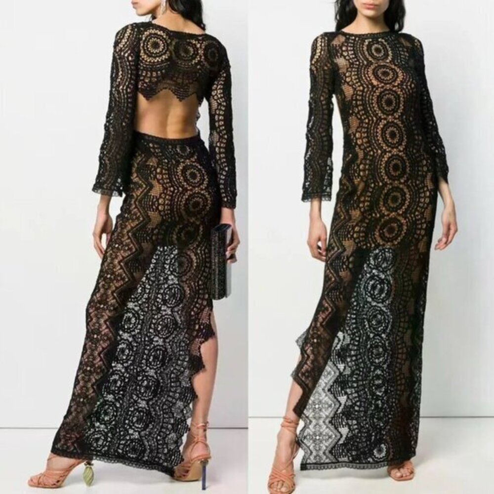 Alberta Ferretti Crochet Maxi Dress